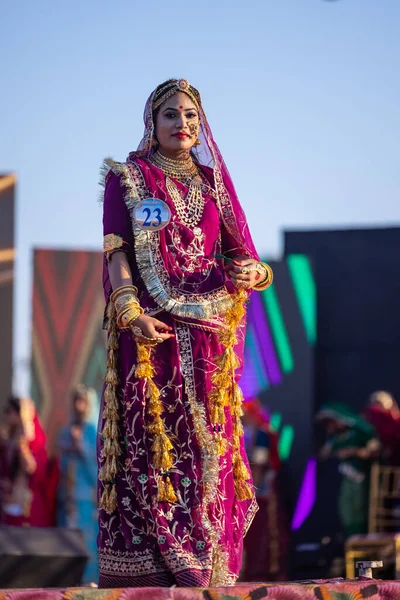 Bikaner Rajasthan India January 2023 Portrait Young Beautiful Indian Woman — Stock Photo, Image