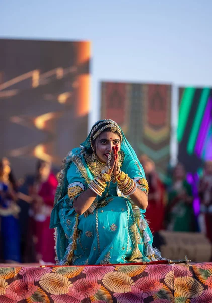 Bikaner Rajasthan India Januar 2023 Portrett Ung Vakker Indisk Kvinne – stockfoto