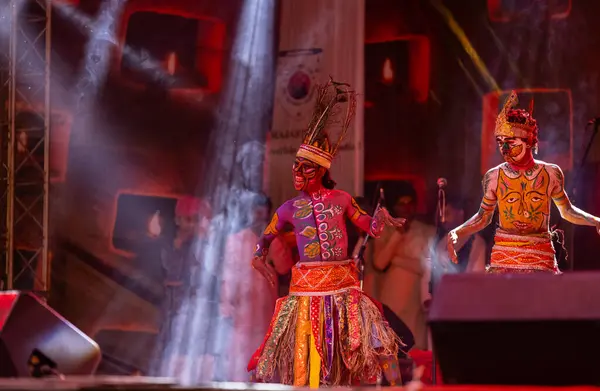 Pushkar Rajastán India Noviembre 2022 Artistas Masculinos Realizan Danza Folclórica —  Fotos de Stock