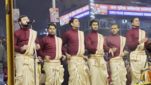 Varanasi Uttar Pradesh Indie Ledna 2024 Ganga Aarti Záběry Indiánů — Stock video