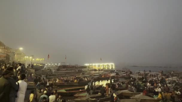 Varanasi Uttar Pradesh Indien Januar 2024 Ganga Aarti Optagelser Indianere – Stock-video