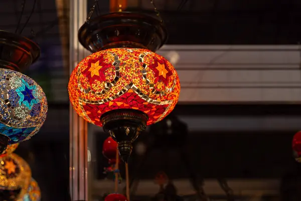 Krocan Trh Mnoha Tradičních Barevných Ručně Vyráběné Turecké Lampy Lucerny Royalty Free Stock Obrázky