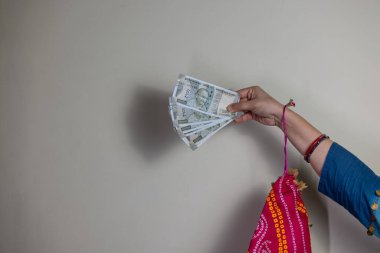 Çeşitli Hint para birimi notlarının yakın görüntüsü