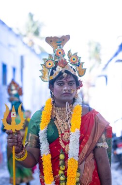 Thiruchendur, Tamilnadu, Hindistan - 10 Ekim 2024: Kulasai Dasara tarikat festivali.