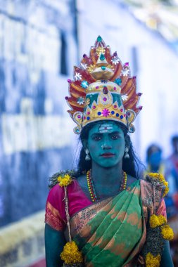 Thiruchendur, Tamilnadu, Hindistan - 10 Ekim 2024: Kulasai Dasara tarikat festivali.