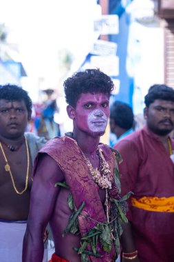 Thiruchendur, Tamilnadu, Hindistan - 10 Ekim 2024: Kulasai Dasara tarikat festivali.