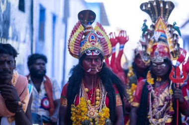 Thiruchendur, Tamilnadu, Hindistan - 10 Ekim 2024: Kulasai Dasara tarikat festivali.