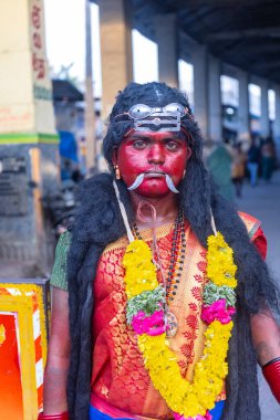 Thiruchendur, Tamilnadu, Hindistan - 10 Ekim 2024: Kulasai Dasara tarikat festivali.