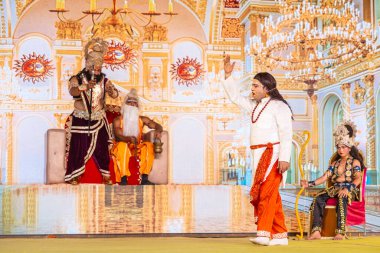 Ghaziabad, Uttar Pradesh, India - October 01 2024: ramlila play during the dussehra festival. clipart