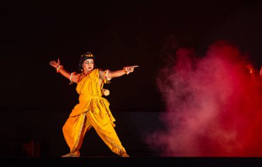 Ghaziabad, Uttar Pradesh, India - October 02 2024: Portrait of the indian artists playing characters during the dussehra festival. clipart