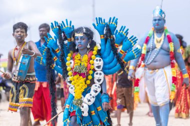 Kulashekharapatnam, Tamilnadu, Hindistan - 11 Ekim 2024: Kulasai Dasara Tarikat Festivali.