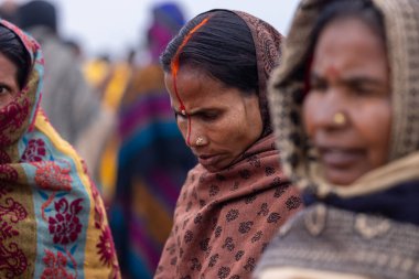 Prayagraj, Uttar Pradesh, Hindistan - 14 Ocak 2025: Mahakumbh, Mahakumbh, Mahakumbh, Shahi snaan on makar sankranti at mahakumbh mela at prayer agrag.