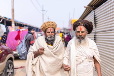 Anandpur Sahib, Punjab, Hindistan - 19 Mart 2022: Hola Mohalla festivali sırasında Anandpur Sahib 'de düzenlenen Sih halkının Portresi (Nihang Sardar). Seçili odak.