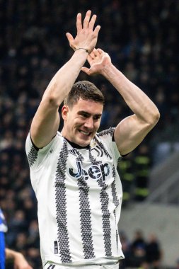 Milan, İtalya. 19/03/2023. İtalyan SerieA Futbol Şampiyonası. Inter VS Juventus 0-1. Dusan Vlahoviç, Juventus.