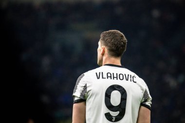 Milan, İtalya. 19/03/2023. İtalyan SerieA Futbol Şampiyonası. Inter VS Juventus 0-1. Dusan Vlahoviç, Juventus.
