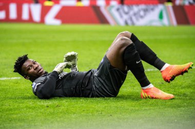 Milan, İtalya. 19/03/2023. İtalyan SerieA Futbol Şampiyonası. Inter VS Juventus 0-1. Andre Onana, kaleci Inter..