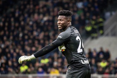 Milan, İtalya. 19/03/2023. İtalyan SerieA Futbol Şampiyonası. Inter VS Juventus 0-1. Andre Onana, kaleci Inter..