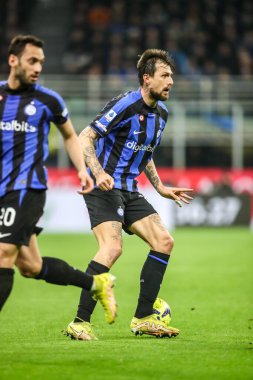 Milan, İtalya. 19/03/2023. İtalyan SerieA Futbol Şampiyonası. Inter VS Juventus 0-1. Francesco Acerbi, İnter.