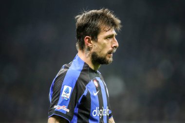 Milan, İtalya. 19/03/2023. İtalyan SerieA Futbol Şampiyonası. Inter VS Juventus 0-1. Francesco Acerbi, İnter.