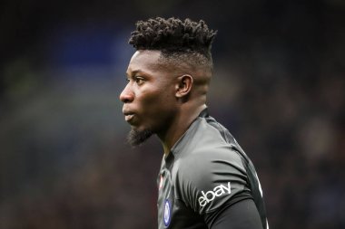 Milan, İtalya. 19/03/2023. İtalyan SerieA Futbol Şampiyonası. Inter VS Juventus 0-1. Andre Onana, kaleci Inter..