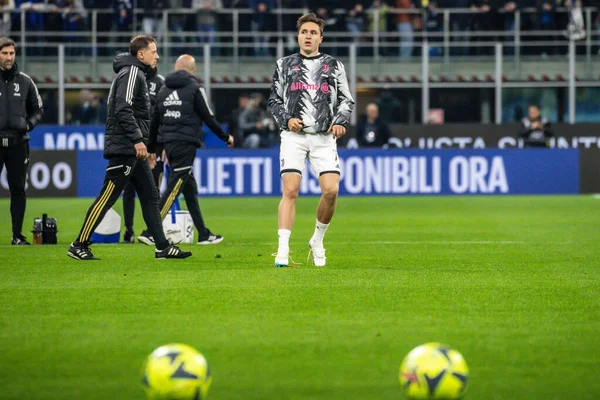 Milánó Olaszország 2023 Olasz Labdarúgó Bajnokság Juventus Federico Chiesa Juventus — Stock Fotó