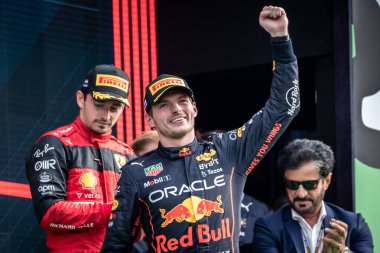 Zandvoort, Hollanda. 1-4 Eylül 2022. F1 Dünya Şampiyonası, Hollanda Grand Prix. Yarış günü. 1 numara, Max VERSTAPPEN, NDL, Oracle Red Bull Racing RB18 Honda, yarış galibi, podyumda kutlama.