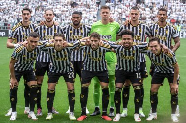 Torino, İtalya. 16 Eylül 2023. İtalyan Serisi A Futbol Şampiyonası 2023 / 24. Juventus Lazio 'ya karşı 3-1. Juventus takım fotoğrafı..