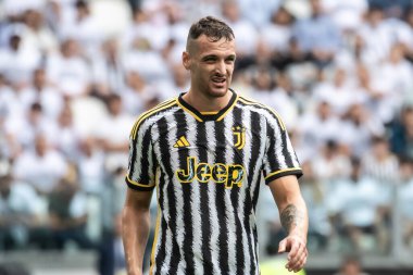 Torino, İtalya. 16 Eylül 2023. İtalyan Serisi A Futbol Şampiyonası 2023 / 24. Juventus Lazio 'ya karşı 3-1. Federico Gatti, Juventus.