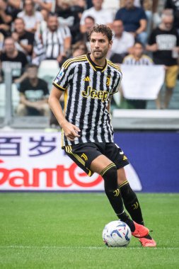 Torino, İtalya. 16 Eylül 2023. İtalyan Serisi A Futbol Şampiyonası 2023 / 24. Juventus Lazio 'ya karşı 3-1. Manuel Locatelli, Juventus.