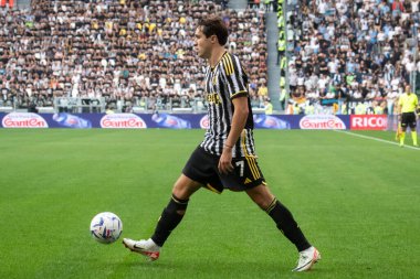 Torino, İtalya. 16 Eylül 2023. İtalyan Serisi A Futbol Şampiyonası 2023 / 24. Juventus Lazio 'ya karşı 3-1. Federico Chiesa, Juventus.