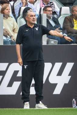 Torino, İtalya. 16 Eylül 2023. İtalyan Serisi A Futbol Şampiyonası 2023 / 24. Juventus Lazio 'ya karşı 3-1. Maurizio Sarri, Koç Lazio..