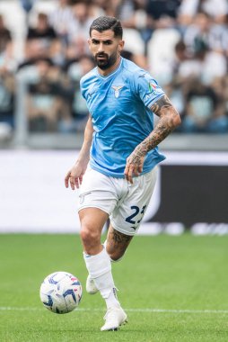 Torino, İtalya. 16 Eylül 2023. İtalyan Serisi A Futbol Şampiyonası 2023 / 24. Juventus Lazio 'ya karşı 3-1. Elseid Hysaj, Lazio.