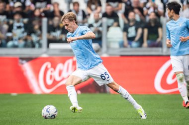 Torino, İtalya. 16 Eylül 2023. İtalyan Serisi A Futbol Şampiyonası 2023 / 24. Juventus Lazio 'ya karşı 3-1. Nicolo Rovella, Lazio.