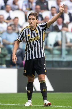 Torino, İtalya. 16 Eylül 2023. İtalyan Serisi A Futbol Şampiyonası 2023 / 24. Juventus Lazio 'ya karşı 3-1. Federico Chiesa, Juventus.