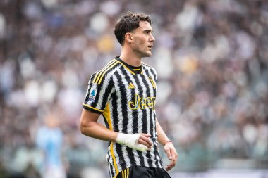 Torino, İtalya. 16 Eylül 2023. İtalyan Serisi A Futbol Şampiyonası 2023 / 24. Juventus Lazio 'ya karşı 3-1. Dusan Vlahoviç, Juventus.