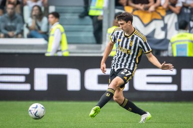 Torino, İtalya. 16 Eylül 2023. İtalyan Serisi A Futbol Şampiyonası 2023 / 24. Juventus Lazio 'ya karşı 3-1. Andrea Cambiaso, Juventus.