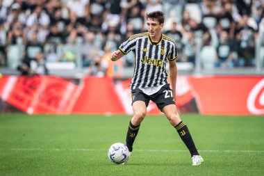 Torino, İtalya. 16 Eylül 2023. İtalyan Serisi A Futbol Şampiyonası 2023 / 24. Juventus Lazio 'ya karşı 3-1. Andrea Cambiaso, Juventus.