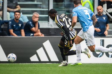 Torino, İtalya. 16 Eylül 2023. İtalyan Serisi A Futbol Şampiyonası 2023 / 24. Juventus Lazio 'ya karşı 3-1. Timothy Weah, Juventus.