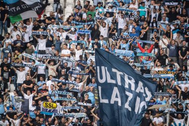 Torino, İtalya. 16 Eylül 2023. İtalyan Serisi A Futbol Şampiyonası 2023 / 24. Juventus Lazio 'ya karşı 3-1. Lazio destekçileri.