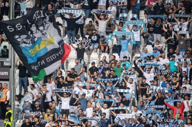 Torino, İtalya. 16 Eylül 2023. İtalyan Serisi A Futbol Şampiyonası 2023 / 24. Juventus Lazio 'ya karşı 3-1. Lazio destekçileri.