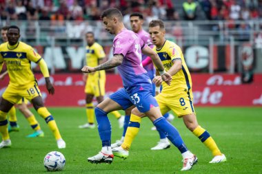 Milan, İtalya. 23 Eylül 2023. İtalyan Serisi A futbol şampiyonası. AC Milan Hellas Verona 'ya karşı 1-0. Rade Krunic, Milan.