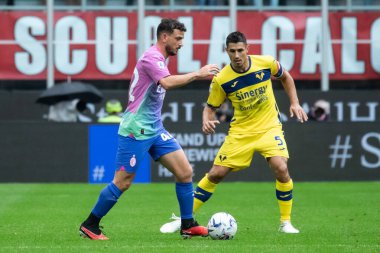 Milan, İtalya. 23 Eylül 2023. İtalyan Serisi A futbol şampiyonası. AC Milan Hellas Verona 'ya karşı 1-0. Alessandro Florenzi, Milan.