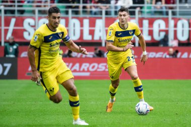 Milan, İtalya. 23 Eylül 2023. İtalyan Serisi A futbol şampiyonası. AC Milan Hellas Verona 'ya karşı 1-0. Giangiacomo Magnani, Verona.