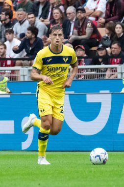 Milan, İtalya. 23 Eylül 2023. İtalyan Serisi A futbol şampiyonası. AC Milan Hellas Verona 'ya karşı 1-0. Filippo Terracciano, Verona.