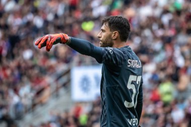 Milan, İtalya. 23 Eylül 2023. İtalyan Serisi A futbol şampiyonası. AC Milan Hellas Verona 'ya karşı 1-0. Marco Sportiello, kaleci Milan.