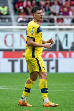 Milan, İtalya. 23 Eylül 2023. İtalyan Serisi A futbol şampiyonası. AC Milan Hellas Verona 'ya karşı 1-0. Giangiacomo Magnani, Verona.
