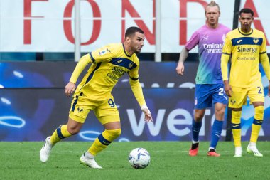 Milan, İtalya. 23 Eylül 2023. İtalyan Serisi A futbol şampiyonası. AC Milan Hellas Verona 'ya karşı 1-0. Federico Bonazzoli, Verona.