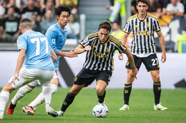 Torino, İtalya. 16 Eylül 2023. İtalyan Serisi A Futbol Şampiyonası 2023 / 24. Juventus Lazio 'ya karşı 3-1. Federico Chiesa, Juventus.