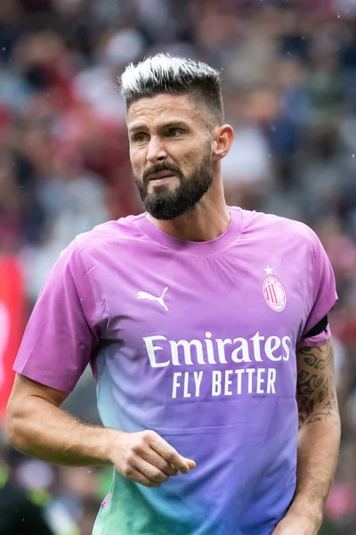 stock image Milan, Italy. 23 September 2023. Italian Serie A football championship. AC Milan VS Hellas Verona 1-0. Olivier Giroud, Milan.