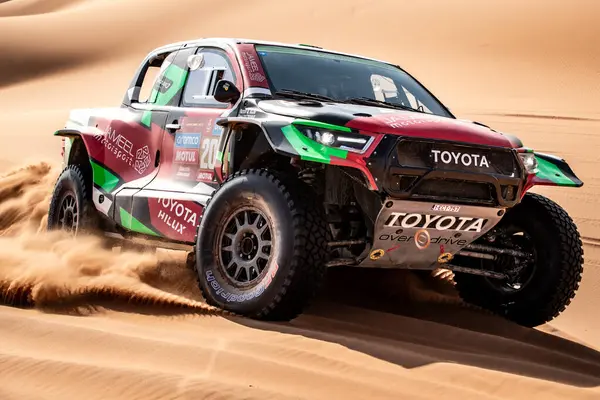 Yanbu Saudi Arabien 2024 Rallye Dakar 201 Yazeed Rajhi Timo lizenzfreie Stockfotos